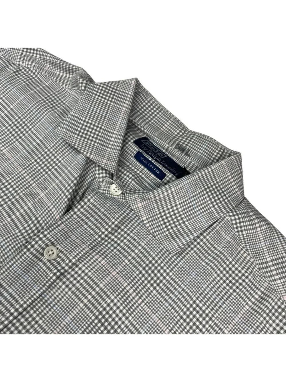 VTG Polo Ralph Lauren Men's 100% Cotton Dress Shirt Gray Plaid • 16.5 | 34-35